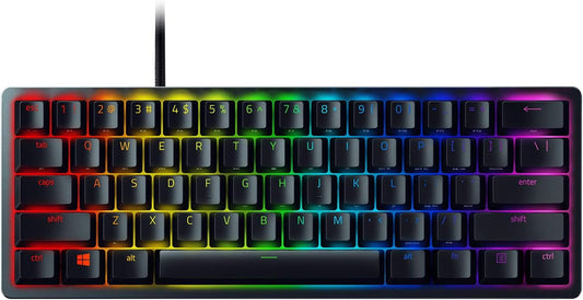 Huntsman Mini 60% Gaming Keyboard with Linear Optical Switches, Chroma RGB Lighting, PBT Keycaps, Onboard Memory, and Snap Tap Technology - Black