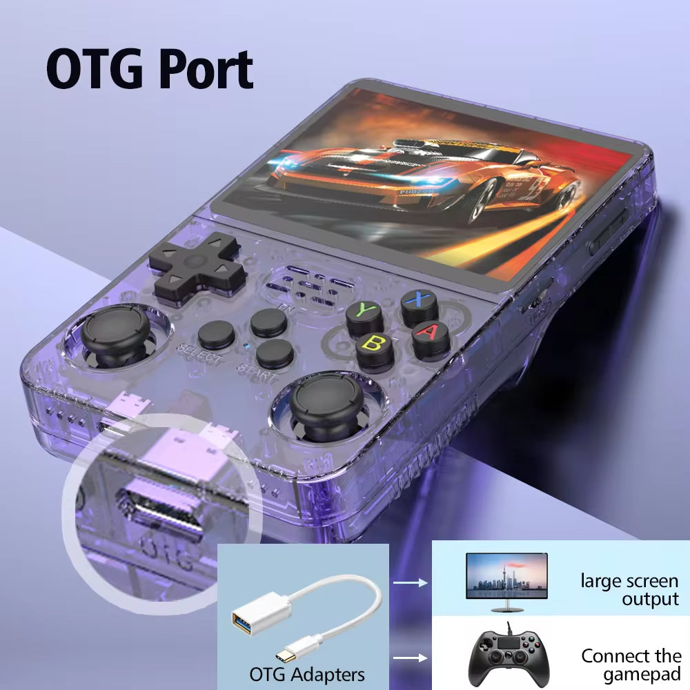 R36S Retro Handheld Video Game Console with Linux System, 3.5-Inch IPS Screen, R35S Pro Portable Video Player, 64GB Game Storage