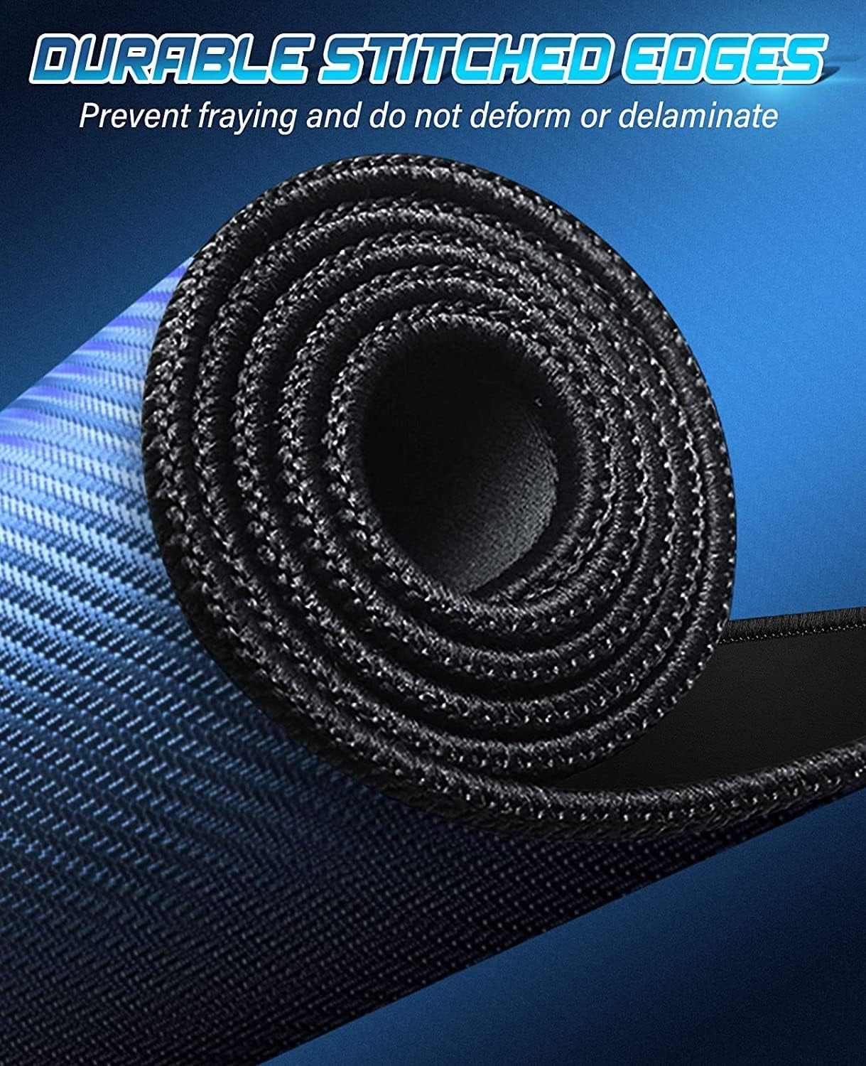 Premium Stitched Edge Computer Mouse Pad, Washable Micro-Weave Gaming Mouse Mat for Office and Home, Non-Slip Rubber Base, Black