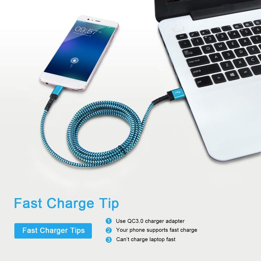 Type C Samsung Fast Charging Cable for Galaxy S26 S25 S24 Ultra A17 A16 A15 A56 A36 A14 5G Z Fold7 Fold6 Flip7 Flip6 Iphone 17E 17 16E 16 Pro Max, 5Pack 6FT Braided USB C Android Auto Car Charger Cord